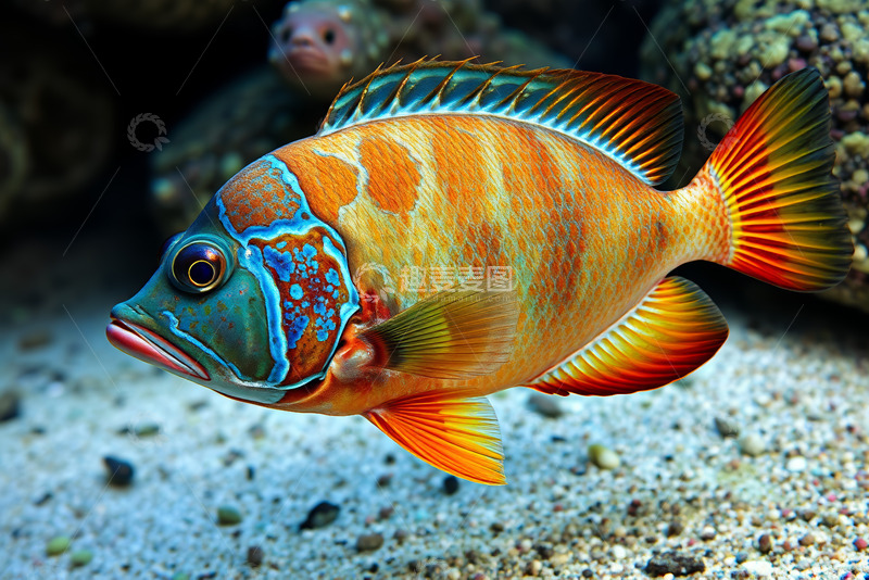 高清大图下载【趣麦麦图】色彩斑斓的海洋鱼类特写
