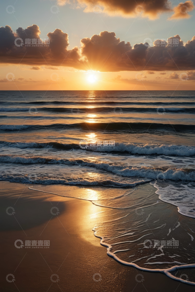 高清大图下载【趣麦麦图】海滩日落海洋美景