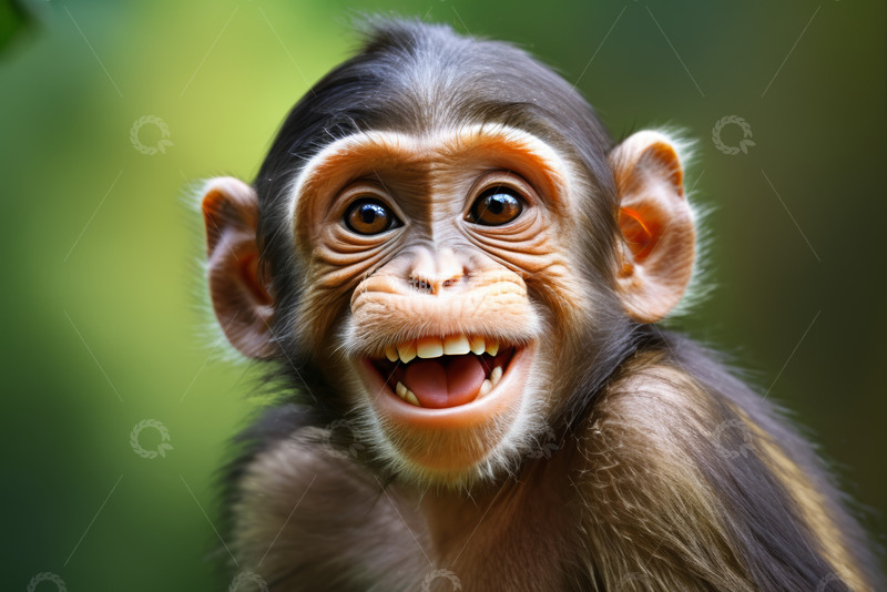 高清大图下载【趣麦麦图】微笑小猴特写