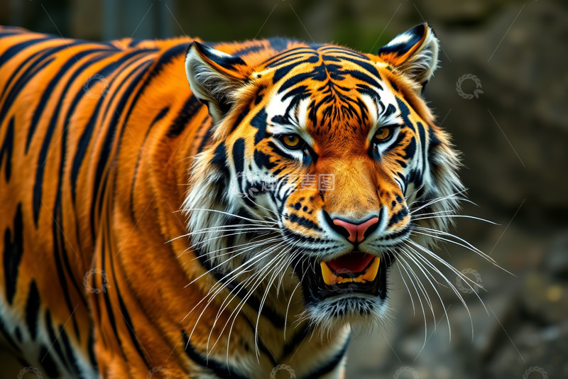 高清大图下载【趣麦麦图】特写老虎张嘴神态画面