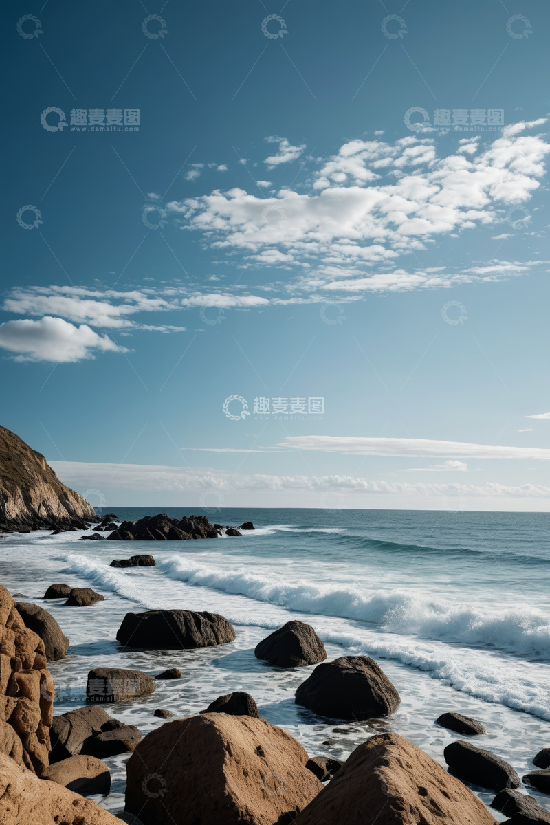 高清大图下载【趣麦麦图】海边岩石与海浪景观