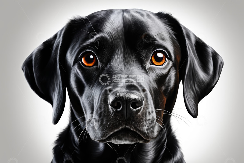 高清大图下载【趣麦麦图】黑色拉布拉多犬特写