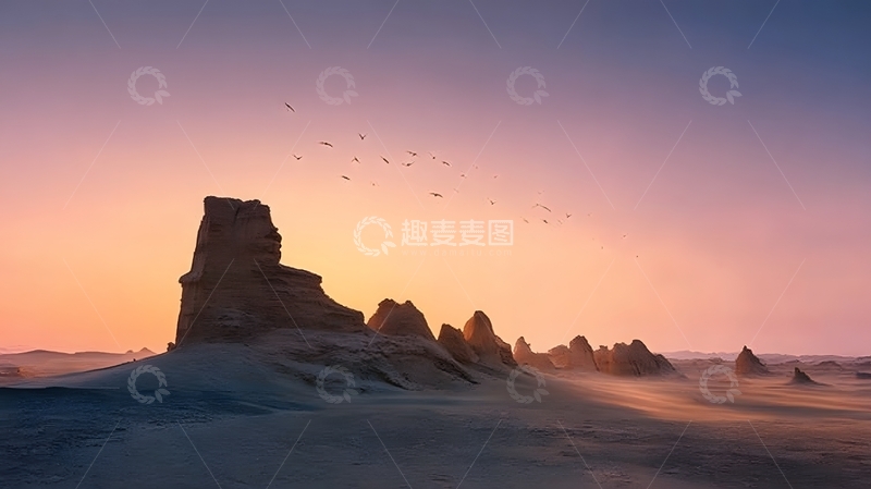 高清大图下载【趣麦麦图】荒漠日落风光摄影