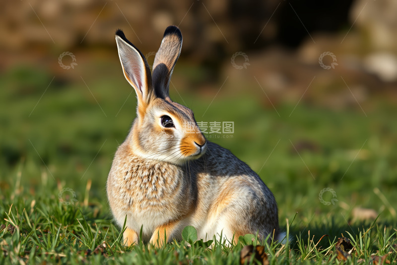 高清大图下载【趣麦麦图】草地上休憩的野兔