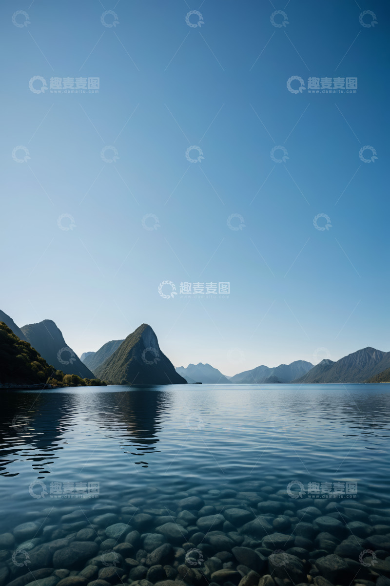 高清大图下载【趣麦麦图】山水相依的宁静湖景