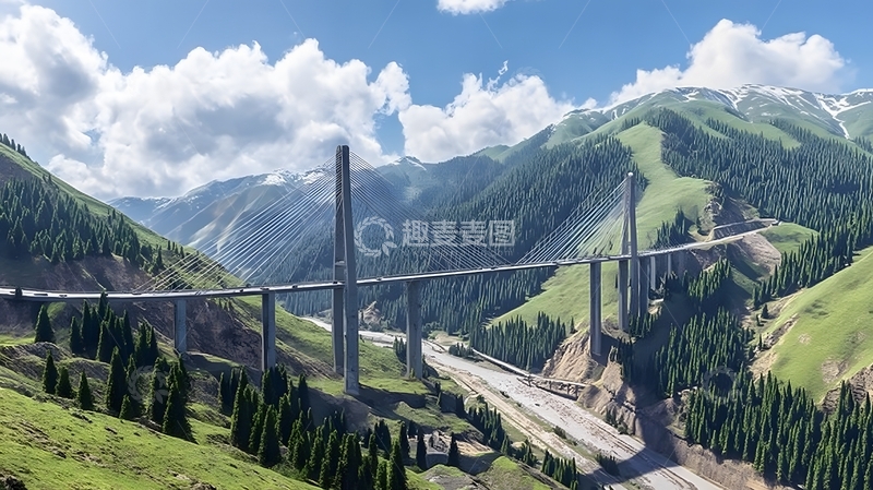 高清大图下载【趣麦麦图】壮丽桥梁山脉风光
