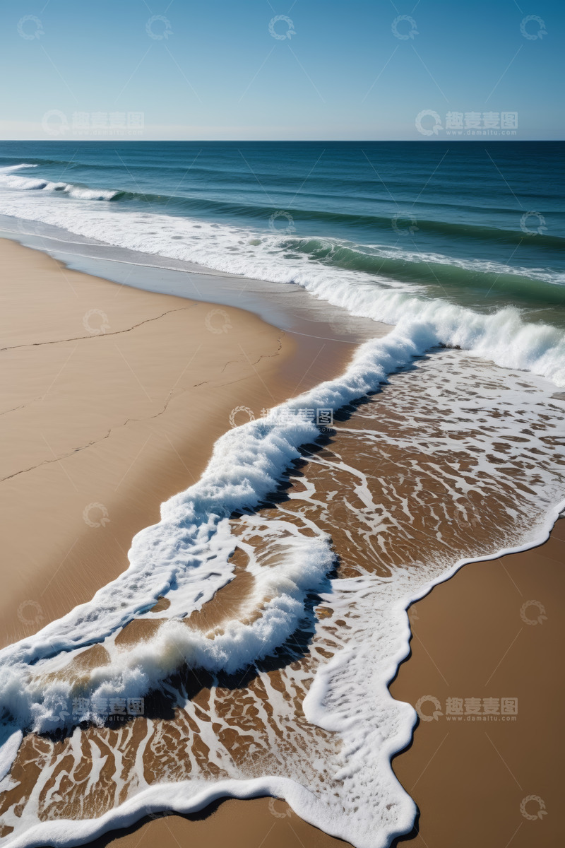 高清大图下载【趣麦麦图】海浪拍打沙滩自然景观