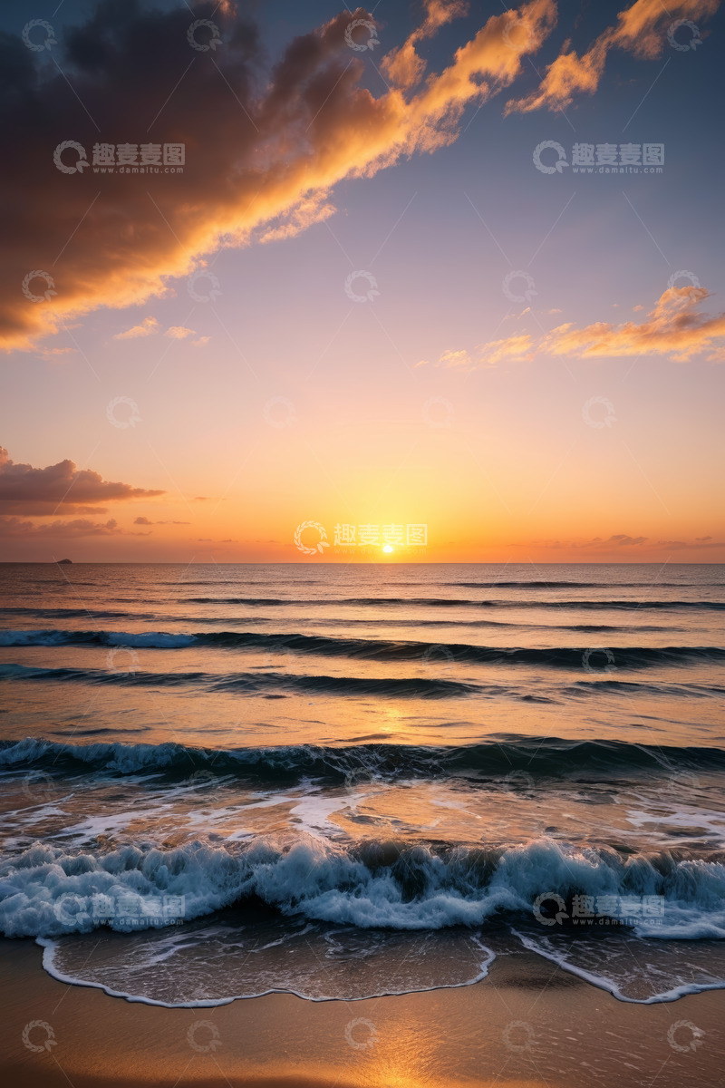 高清大图下载【趣麦麦图】海滩日落海景