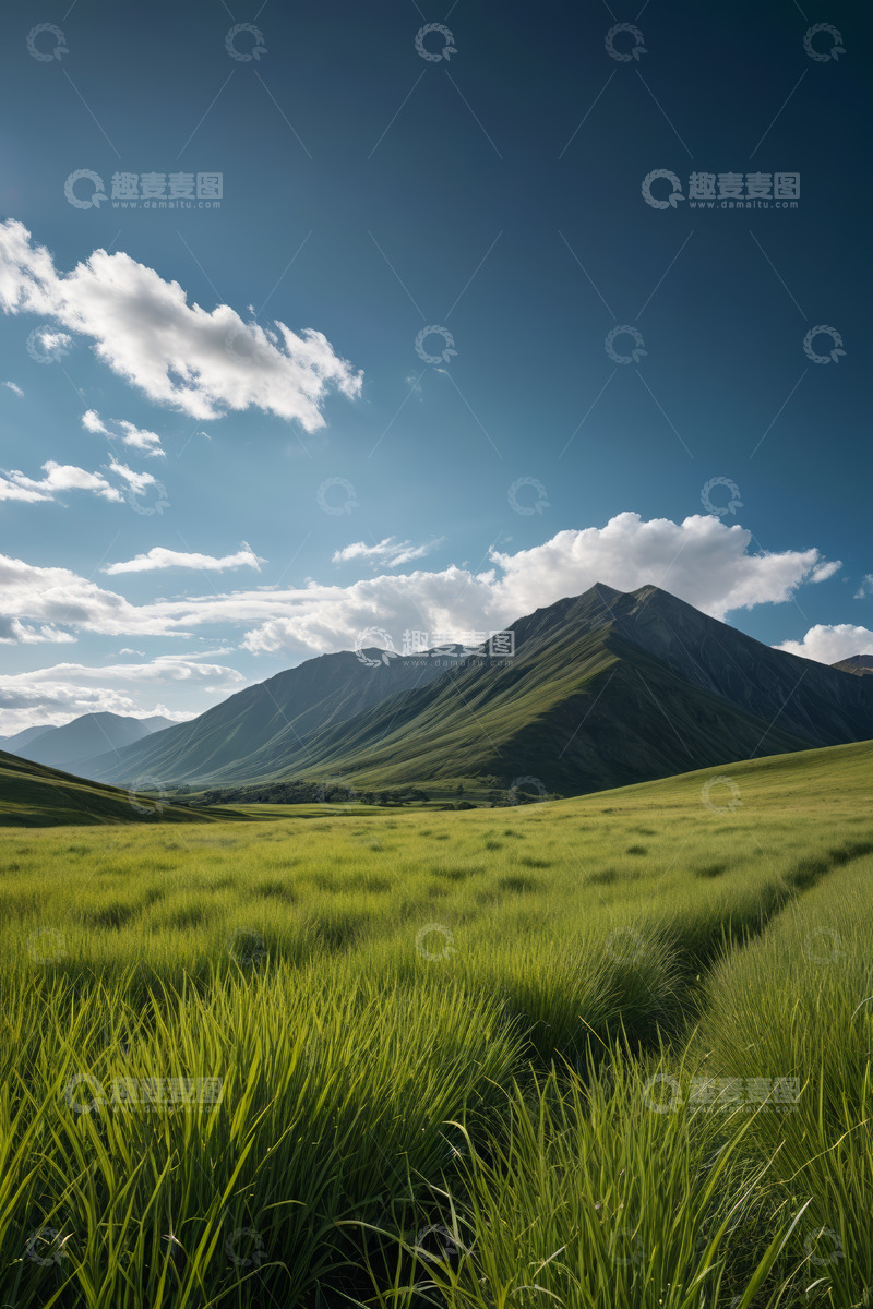 高清大图下载【趣麦麦图】广袤草原与远山风景