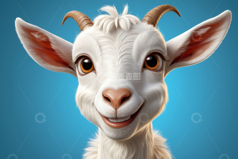 高清大图下载【趣麦麦图】可爱卡通山羊头像特写