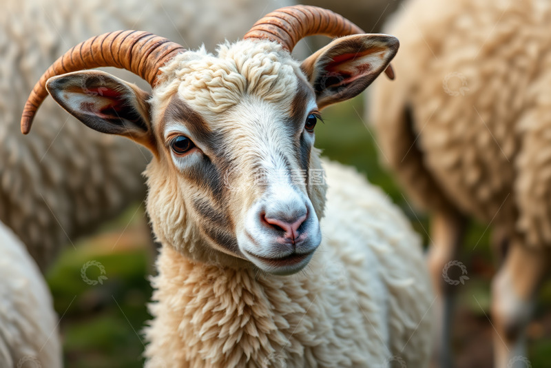 高清大图下载【趣麦麦图】长角绵羊特写