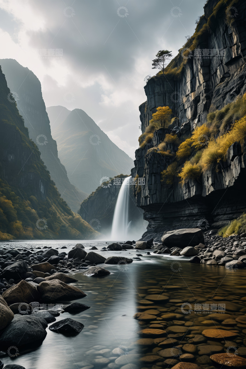 高清大图下载【趣麦麦图】山间瀑布自然景观