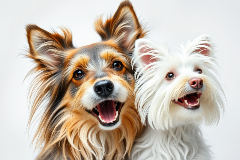 高清大图下载【趣麦麦图】两只宠物狗开心的模样