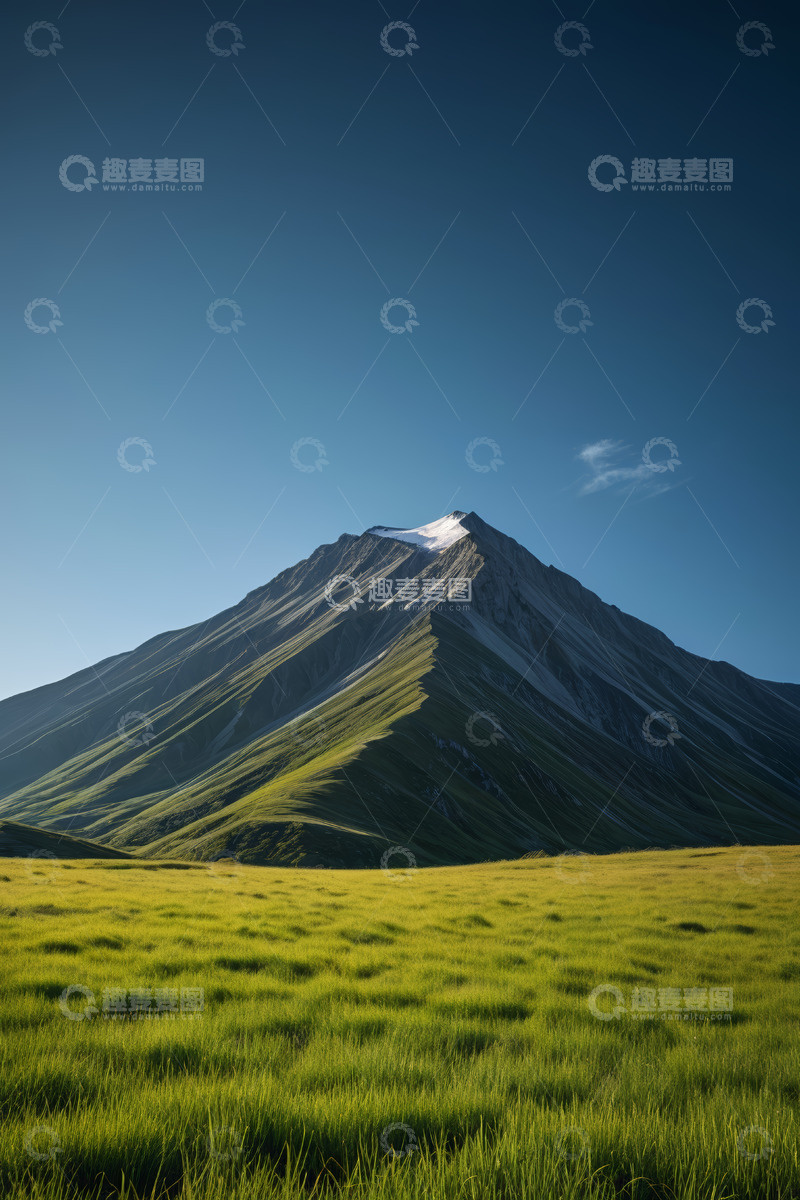 高清大图下载【趣麦麦图】草原上的巍峨山峰风景