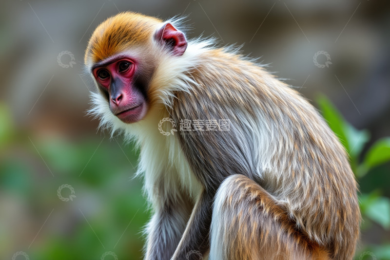 高清大图下载【趣麦麦图】特写猴子坐立姿态