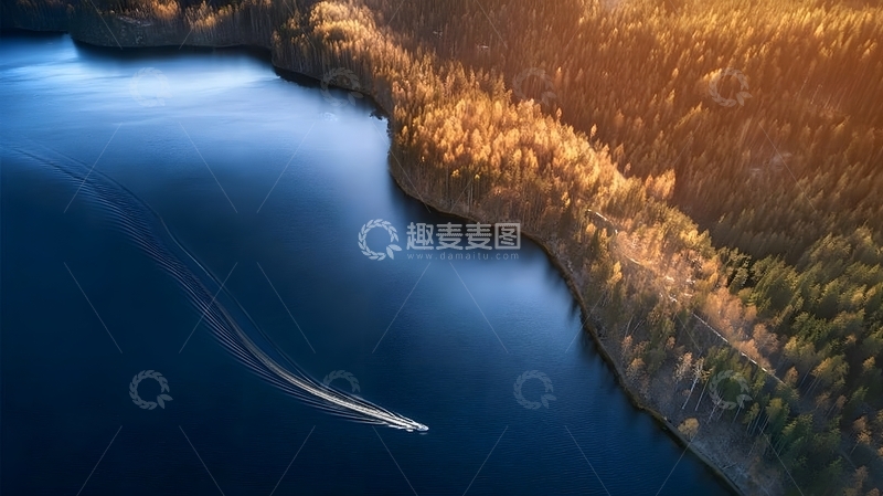 高清大图下载【趣麦麦图】湖光秋色图景航拍