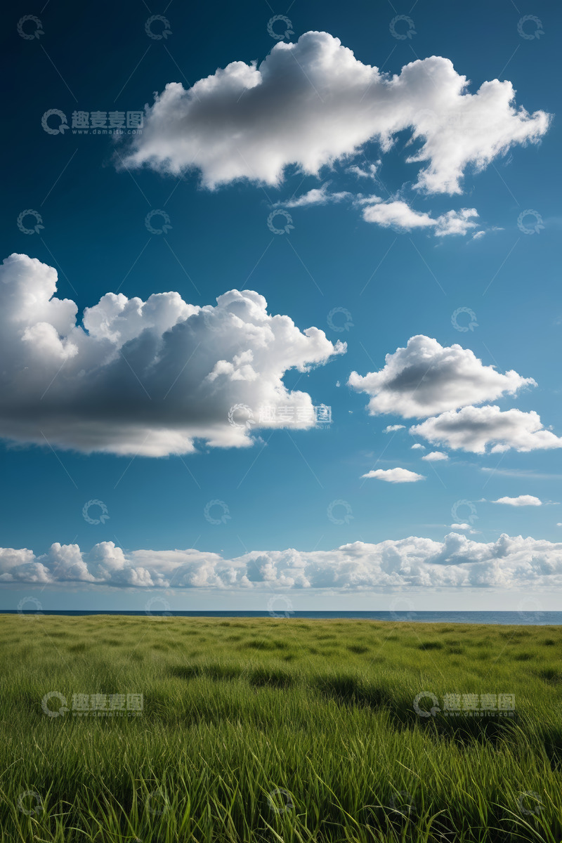 高清大图下载【趣麦麦图】蓝天绿草白云自然风光