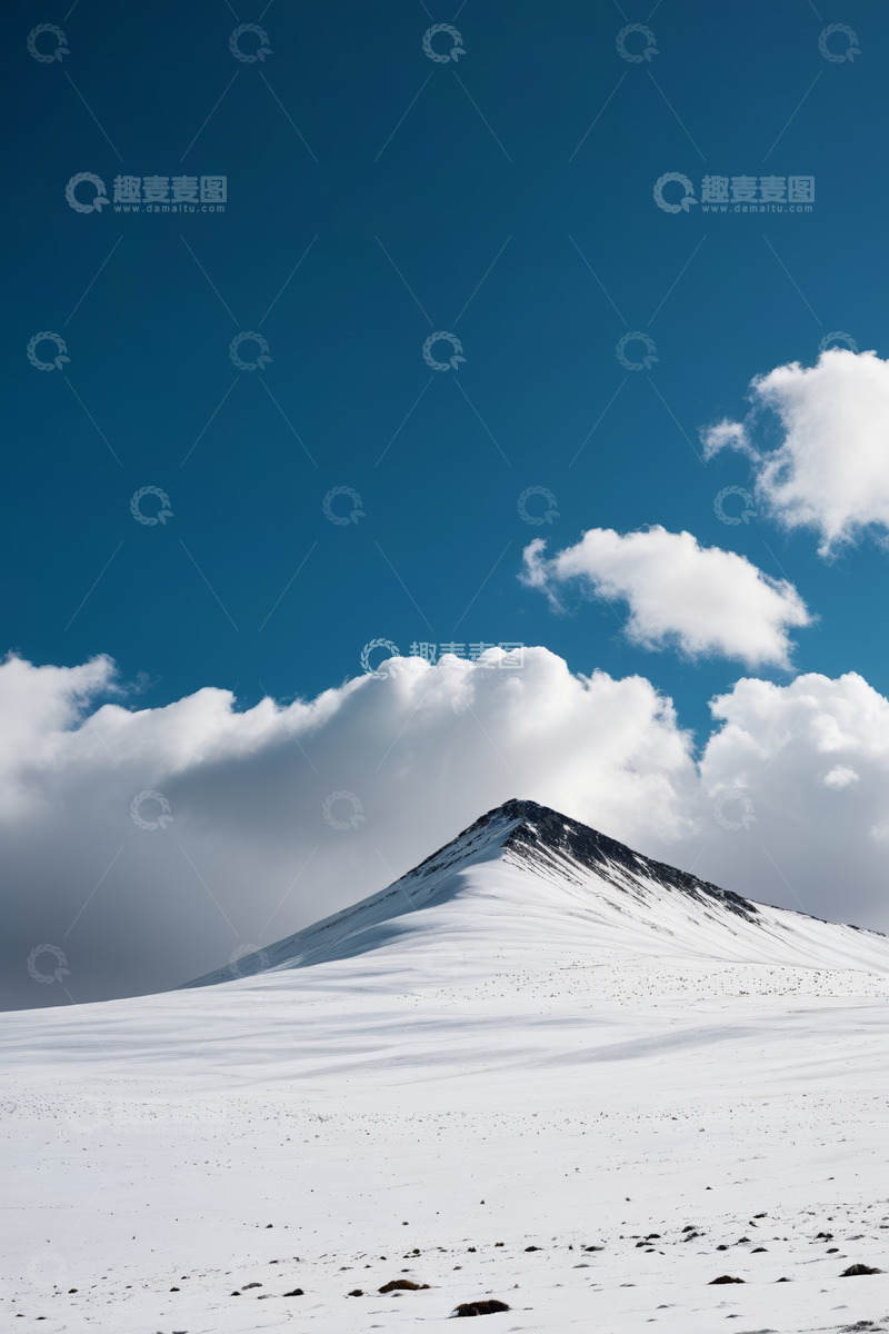 高清大图下载【趣麦麦图】雪山蓝天白云自然景观