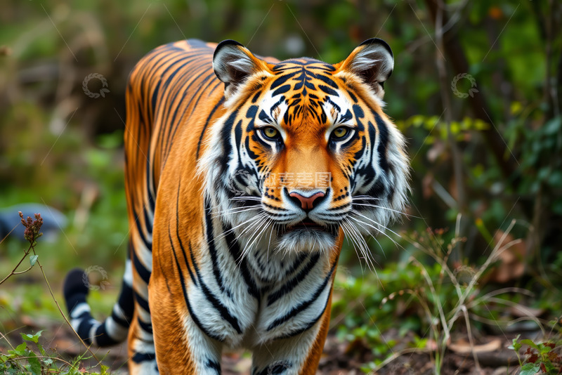 高清大图下载【趣麦麦图】森林中行走的老虎