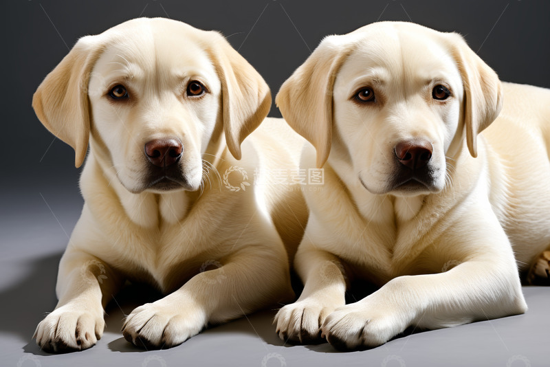 高清大图下载【趣麦麦图】两只拉布拉多犬趴卧特写