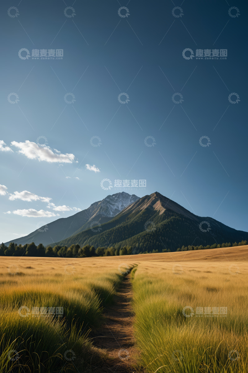 高清大图下载【趣麦麦图】原野通向远山的风景