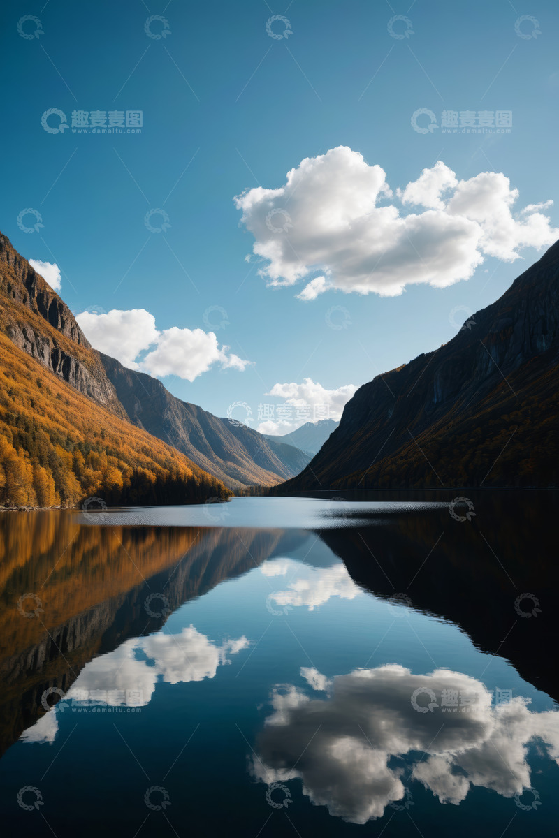 高清大图下载【趣麦麦图】秋日山谷湖泊风景