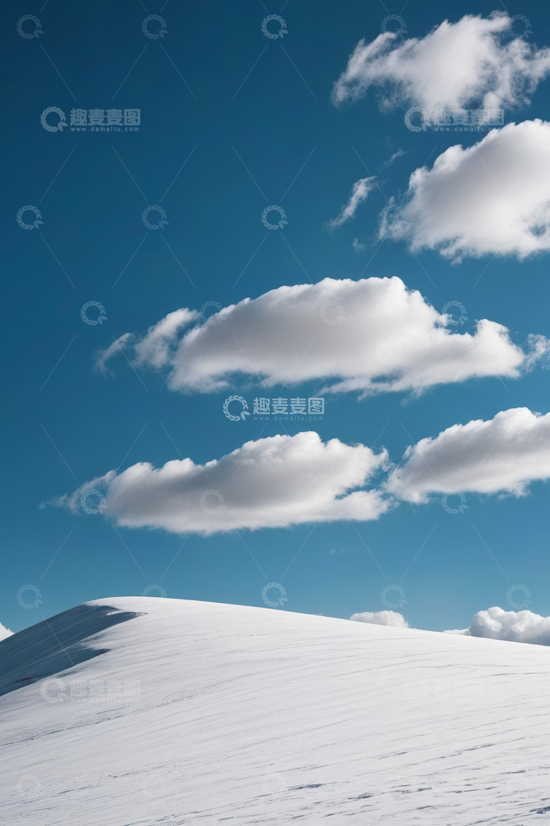 高清大图下载【趣麦麦图】蓝天白云下的雪山景色