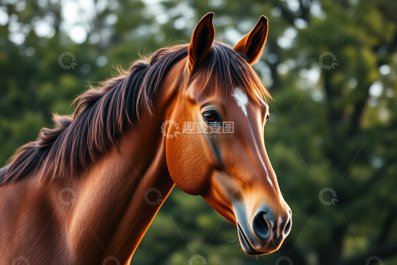 高清大图下载【趣麦麦图】棕色骏马特写