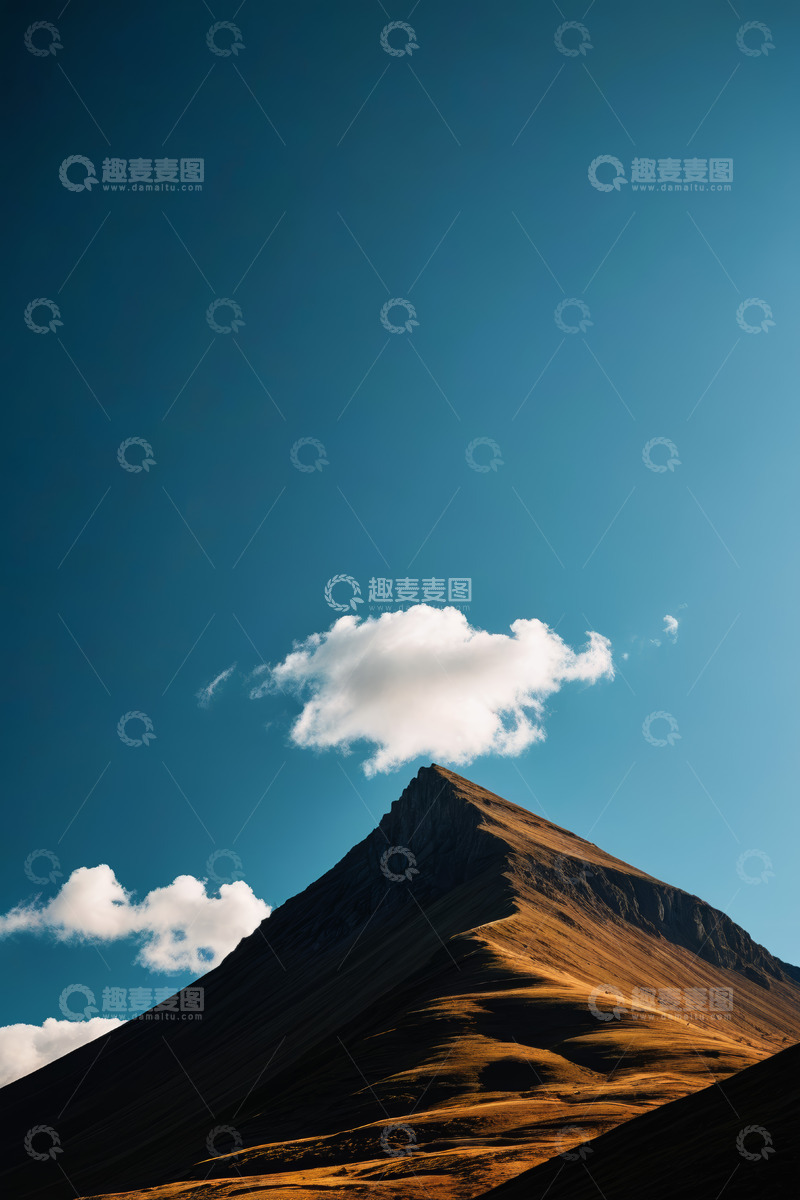 高清大图下载【趣麦麦图】蓝天白云下的山峰景观