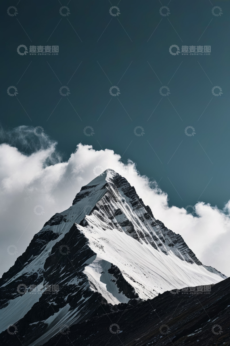 高清大图下载【趣麦麦图】巍峨雪山与白云景观