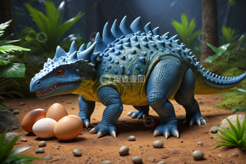 高清大图下载【趣麦麦图】恐龙守护恐龙蛋场景