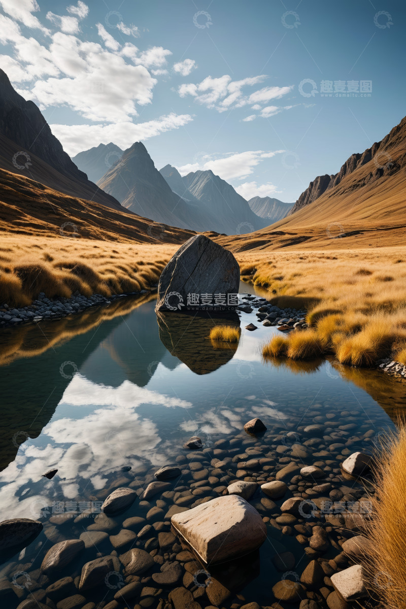 高清大图下载【趣麦麦图】山间溪流与岩石自然风光