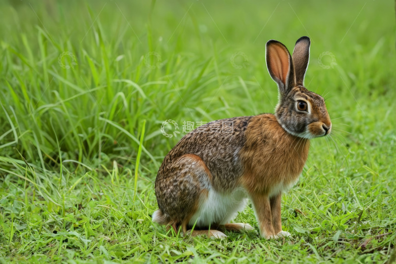 高清大图下载【趣麦麦图】草地上的野兔特写