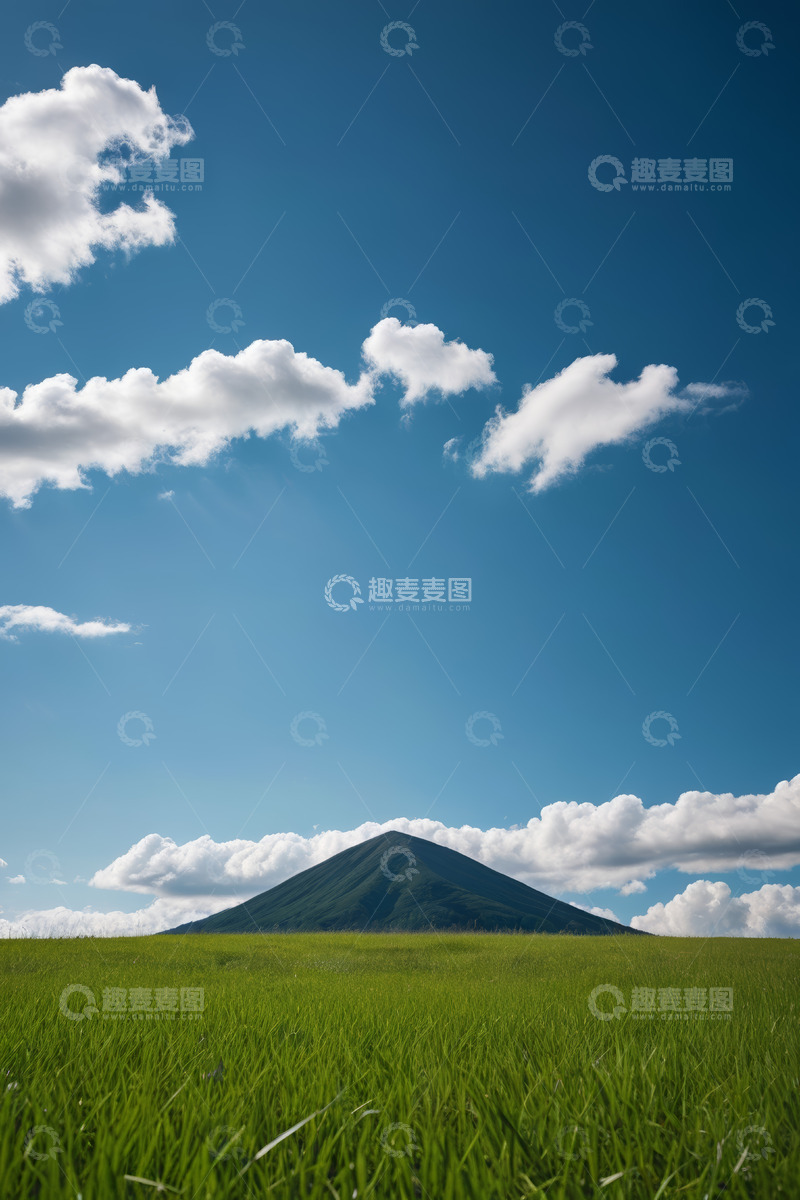 高清大图下载【趣麦麦图】蓝天绿地间的远山风景