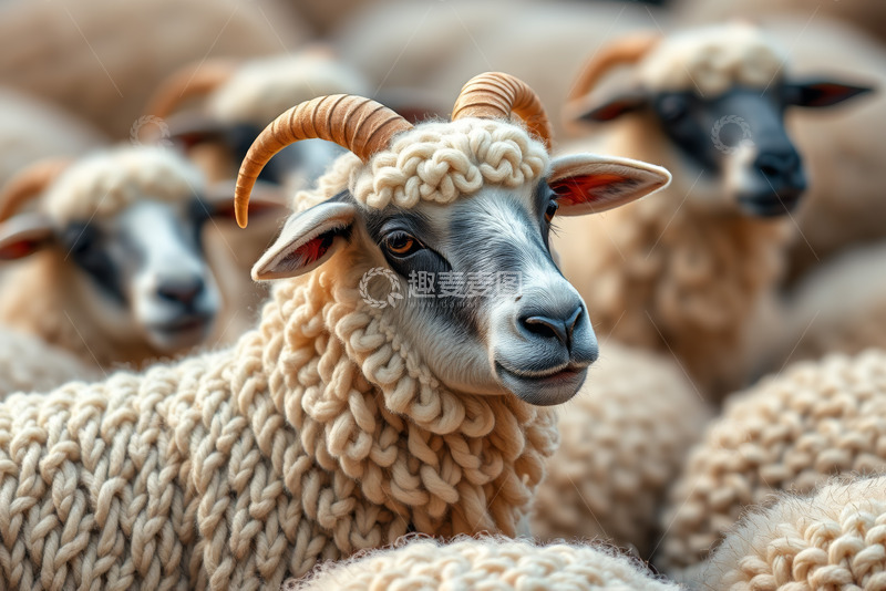高清大图下载【趣麦麦图】羊群特写镜头