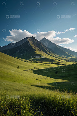 山间草原风光全景