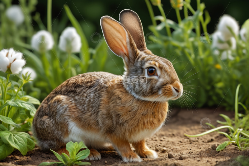 高清大图下载【趣麦麦图】户外草地中的可爱兔子