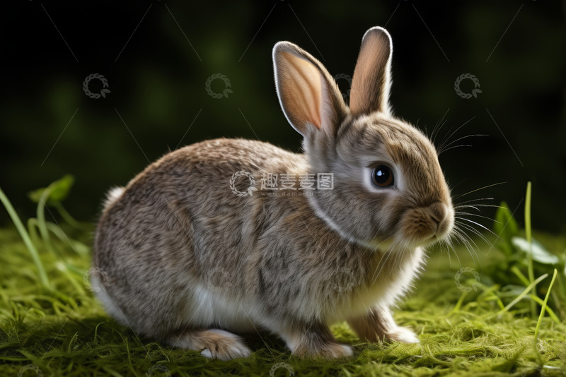 高清大图下载【趣麦麦图】草地上的可爱小兔子特写