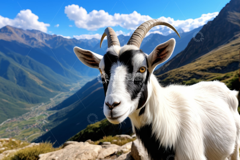 高清大图下载【趣麦麦图】山间山羊特写