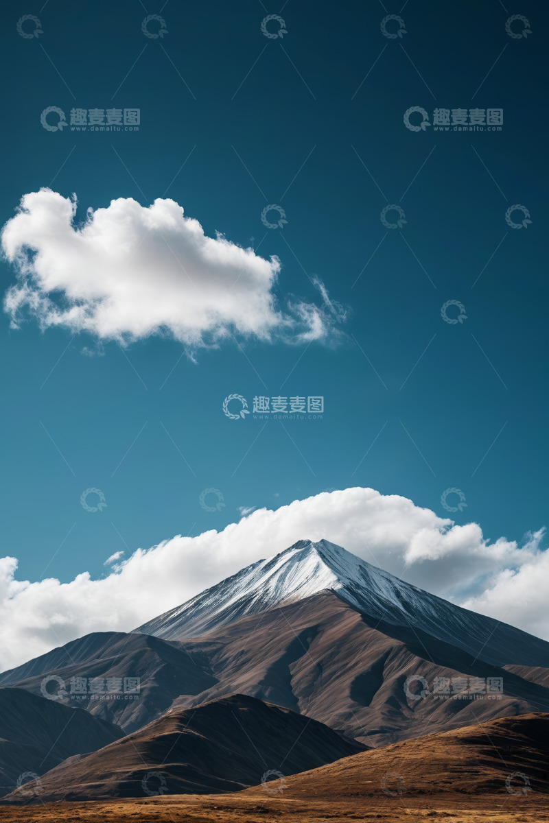 高清大图下载【趣麦麦图】雪山与蓝天白云自然风光