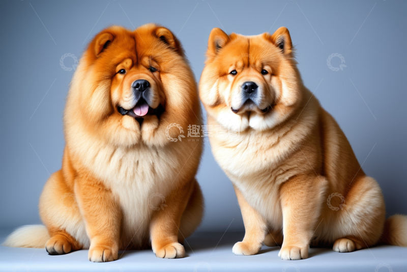 高清大图下载【趣麦麦图】两只松狮犬并排坐