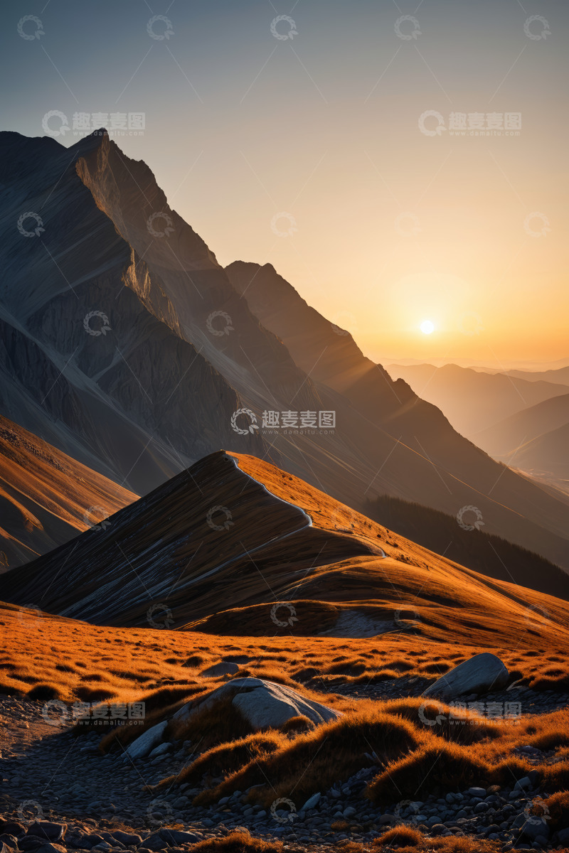 高清大图下载【趣麦麦图】山间日落自然风光