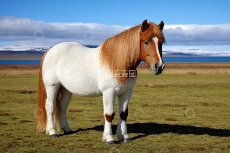 高清大图下载【趣麦麦图】草原上的棕白相间马