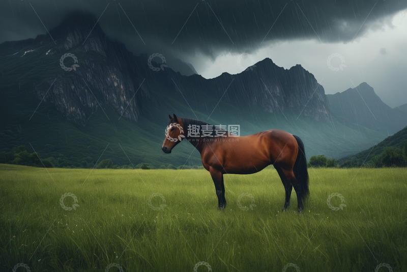 高清大图下载【趣麦麦图】草原上站立的骏马