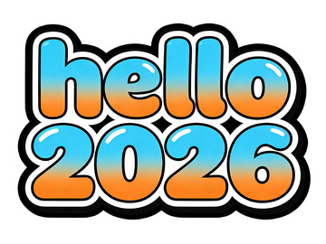 渐变色彩hello2026艺术字