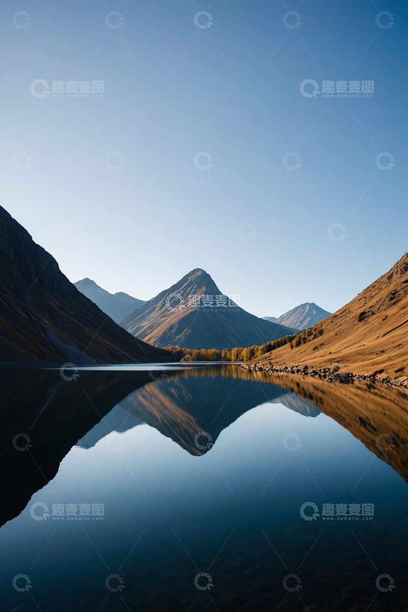 高清大图下载【趣麦麦图】山水相依的宁静湖景