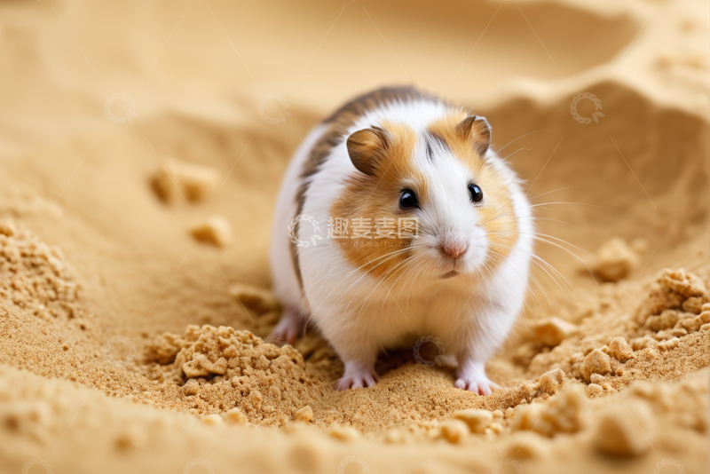 高清大图下载【趣麦麦图】仓鼠在沙土上的特写