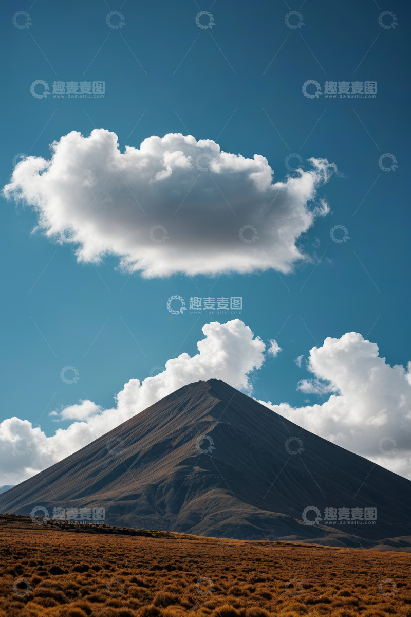 高清大图下载【趣麦麦图】蓝天下的山峰与白云景观