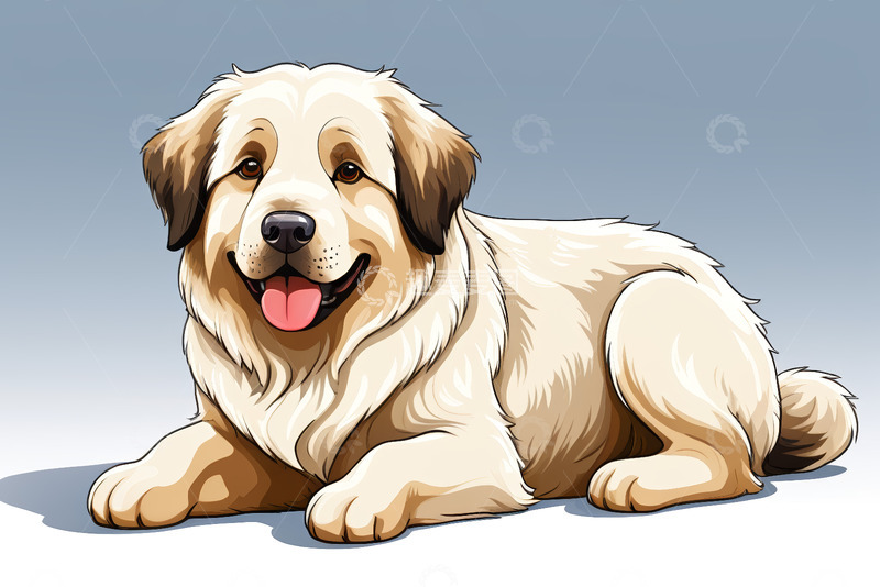 高清大图下载【趣麦麦图】趴着吐舌的可爱狗狗插画