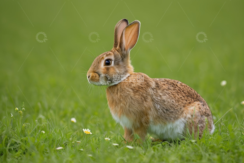 高清大图下载【趣麦麦图】草地上的棕色兔子特写
